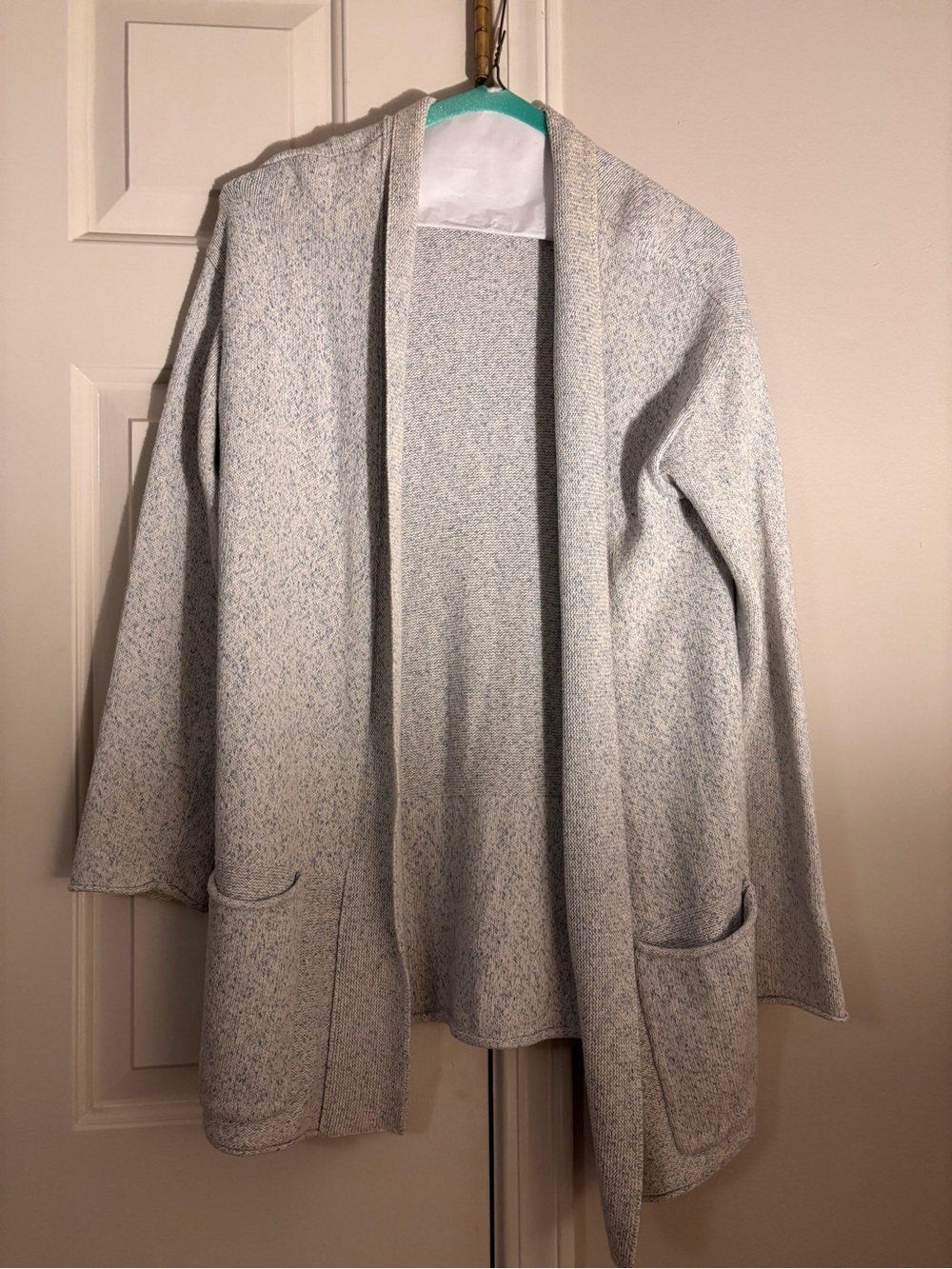 Light Gray Open-Front Women's Cardigan with Pockets